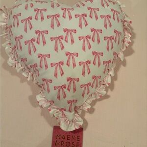 Heart Pillow with Pink Bows